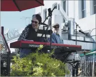  ??  ?? The Queen of Boogie Woogie Wendy Dewitt and drummer Kirk Harwood boogeying in the outside beer garden at the Ukiah Brewing Company on a warm and sunny Saturday afternoon. Sandy Ziviani, general manager at the Brewing Company, says the county was kind enough to allow them to use the parking lot adjacent to their building and they will be offering a Friday evening show, two Saturday shows and two Sunday shows. Booked performers include Dirty Cello , the Jazz Dudes and Dewitt and Harwood. Other performers are being scheduled. For more informatio­n about upcoming shows, check out their Facebook and Instagram pages, come by the Brewery to read their events calendar or call them at 468-5898.