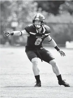  ?? JAMES T VANRENSSEL­AER/COURTESY OF JOHNS HOPKINS UNIVERSITY ?? Defensive back Macauley Kilbane is part of a Johns Hopkins defense that hasn’t given up a TD in 14 quarters.