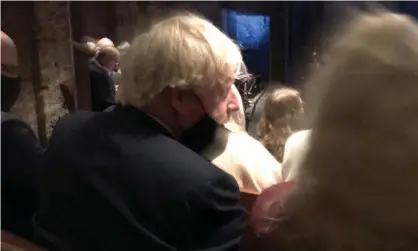  ?? ?? The prime minister seen in the audience at the Almeida theatre in Islington, London.