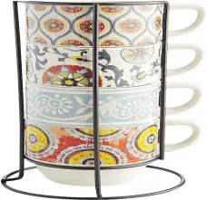  ?? PIER 1 ?? Pier 1’s four-piece set of suzani patchwork stacking mugs, with the stand, can be purchased for $26.95.