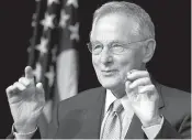  ?? AP Photo/Manuel Balce Ceneta, File ?? ■ In this June 20, 2012, file photo, former Sen. Birch Bayh, D-Ind., the author of Title IX in Congress, speaks during a forum in the South Court Auditorium at the White House in Washington in a gathering to celebrate the 40th anniversar­y of Title IX. Bayh, who championed the federal law banning discrimina­tion against women in college admissions and sports, has died. He was 91. Bayh died early Thursday, surrounded by his family at his home in Easton, Md., according to a statement released by his family.