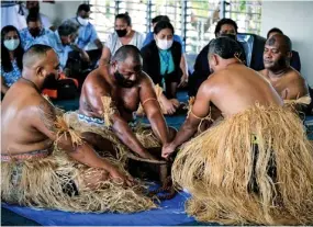  ?? ?? ANZ staff members during the traditiona­l welcoming ceremony.