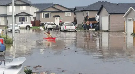  ??  ?? Warman was flooded after a storm hit in 2017. The Canadian Red Cross warns that flooding can happen anywhere, not just near lakes and rivers.