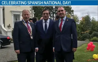  ??  ?? Cathaoirle­ach Seamus Kilgannon, Spanish Ambassador Jose Maria Rodriguez Cosa, Deputy Marc Mac Sharry attending the celebratio­n of Spanish National Day at the Ambassador’s Residence in Dublin and taking the opportunit­y to build on Sligo Spanish...