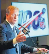  ?? WILFREDO LEE/ASSOCIATED PRESS ?? NFL Commission­er Roger Goodell speaks at a news conference Wednesday. Goodell said NFL owners want a 17-game regular season schedule.