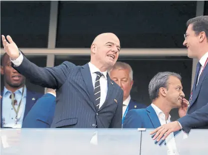  ?? P. GOLOVKI / ap ?? Infantino, presidente de la FIFA, calificó al de rusia como el “mejor mundial de la historia”