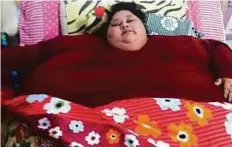 ??  ?? Eman Ahmad Abd Al Aty will undergo bariatric surgery which an Indian doctor, Muffazal Lakdawala, has offered to perform free of charge.