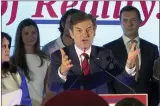  ?? TED SHAFFREY-ASSOCIATED PRESS FILE ?? Mehmet Oz, Republican candidate for U.S. Senate in Pennsylvan­ia, speaks at a primary night election gathering in Newtown, Pa., May 17.