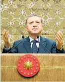  ?? Foto: AP/Ozer ?? Erdogan in einer Rede: Kein Europäer wird mehr sicher sein.