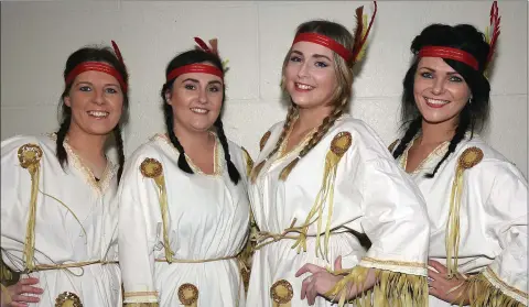  ??  ?? Senior dancers, Emma Dunne, Trish Dwyer, Ailish Moynihan and Lisa Jordan all readyto go backstage at Ferns Dramatic Society’s production of Peter Pan in Ferns Community Centre.