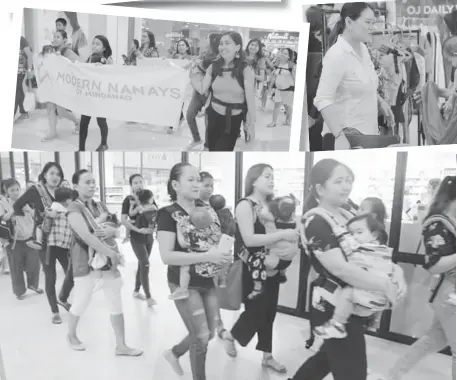  ?? (PHOTO FROM MODERN NANAYS OF MINDANAO FACEBOOK PAGE) ?? THE MOTHERS while carrying their babies paraded around the mall to show that babywearin­g is safe and good for the babies.