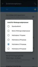  ??  ?? Tipp 8: Über die Entwickler­optionen ist es unter anderem möglich, die Zahl der Hintergrun­d-Apps zu reduzieren.