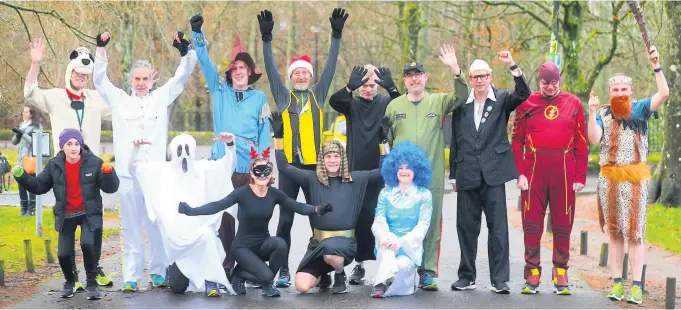  ??  ?? Christmas cheer The Calderglen Harriers who took part in the festive handicap race. Back row, from left: Martin Duthie, Andy Henderson, Allan McLellan, David Searil, Kevin Farmer, Colin Banks, Jim Holmes, Russell Couper, Chris McCarron; Front row, from left: Kai Wheeler, Billy Buchanan, Marion O’Connor, Gordon McInally, Anne McLellan