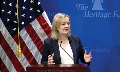  ?? Photograph: Heritage Foundation ?? Liz Truss at the Heritage Foundation, Washington DC, 22 April 2024.