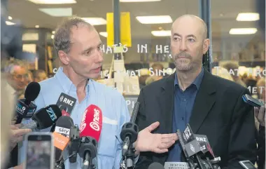  ?? Picture / Mark Mitchell ?? Nicky Hager, ( left) and Jon Stephenson at their book launch.