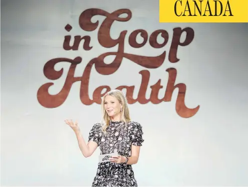  ?? NEILSON BARNARD / GETTY IMAGES FILES ?? Gwyneth Paltrow speaks at the In Goop Health summit in California in June. Doctors are questionin­g some of Paltrow’s health products.