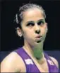  ?? GETTY ?? Saina Nehwal lost to Nozomi Okuhara 1521, 2115, 2220 in the quarterfin­als.