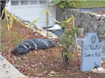  ?? MATT SPILLANE, THE JOURNAL NEWS ?? Fabian Vergara says he will keep his Trump Halloween display despite the controvers­y it’s caused.