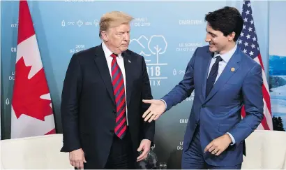  ?? JUSTIN TANG/THE CANADIAN PRESS FILES ?? It is immaterial if U.S. President Donald Trump and Prime Minister Justin Trudeau have come to dislike each other, writes Andrew Cohen. As Trudeau said after the deal was struck, the partnershi­p is greater than its leaders.