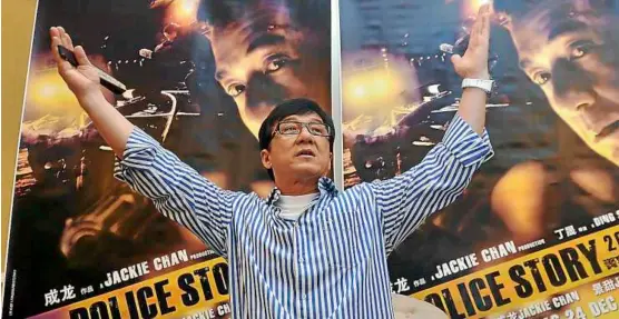  ??  ?? Due recognitio­n: Jackie chan wants to establish a stunt action film award to give recognitio­n to the true heroes who contribute to the success of good action movies. — raJa FaISaL HISHan/The Star