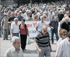  ?? PHOTO: REUTERS ?? Greek pensioners demonstrat­e for better health care in Athens yesterday. Greece will not be able to make a payment to the IMF without a deal with its internatio­nal lenders.