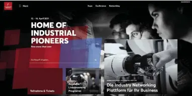  ?? Screenshot: Win-verlag ?? Die Hannover Messe Digital Edition basiert auf den Säulen Expo, Conference und Networking.