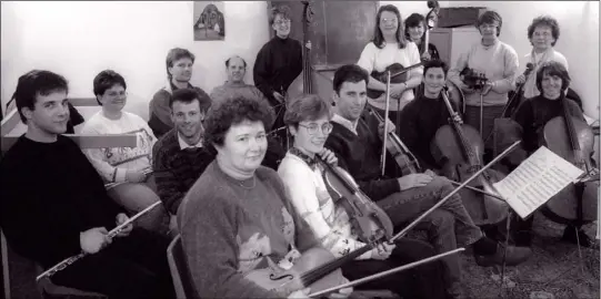  ??  ?? Musicians at the first rehearsals for Wexford Sinfonia back in 1993, back – Karl Dunphy, Alan Mahon, Geraldine Mahon, Keith Miller, Richard Miller, Teresa Doyle, Ruth Miller, Colette Cleary, Marjorie Moloney, unknown; front row) – unknown, Sue Furlong,...