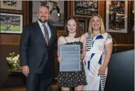  ?? SUBMITTED PHOTO ?? Emma Catherine Main, Delaware Valley Friends School, is pictured with Green Family members Sam Green and Alison Green Imbergamo.