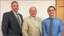  ?? EVAN BRANDT — DIGITAL FIRST MEDIA ?? Pottstown Borough Council President Dan Weand, center, with newly named Police Chief Mick Markovich, left, and Borough Manager Justin Keller.