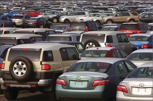  ??  ?? Some used vehicles on display at automobile market in Lagos