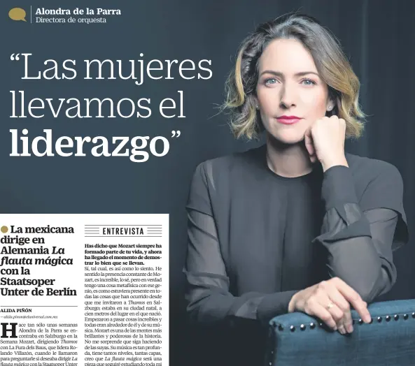  ??  ?? Alondra de la Parra dirige a la agrupación que está a cargo de Daniel Barenboim, quien la acompañó en varios ensayos.