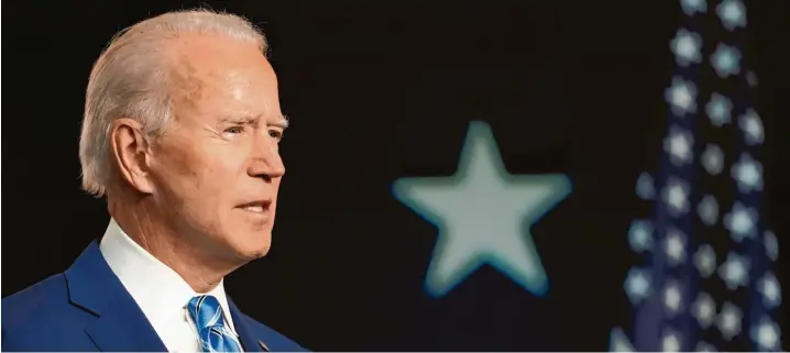  ?? Foto: Carolyn Kaster, dpa ?? „Jede Stimme zählt“, ruft Joe Biden seinen Anhängern zu. „Wir, das Volk, lassen uns nicht mundtot machen, nicht mobben – und wir werden nicht kapitulier­en.“