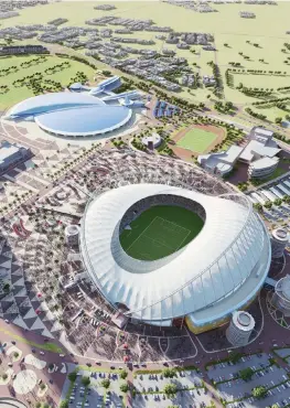  ?? CORSPORT ?? Una veduta aerea del futuro Khalifa Internatio­nal Stadium