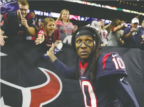  ??  ?? Why the Texans traded star wide receiver Deandre Hopkins to the Cardinals is a head scratcher in NFL circles.
MICHAEL WYKE/THE ASSOCIATED PRESS