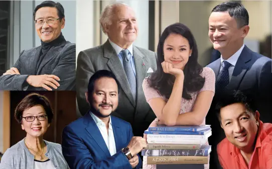  ??  ?? CHARITABLE CHAMPIONS Clockwise from top left: Peter Woo, Michael Kadoorie, Jack Ma, Peter Lim, Amanda Witdarmono, Yaacob Khyra and Celia C. Hong from our list of 50 philanthro­pists in Asia who are changing the world