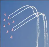  ??  ?? Surya Kiran team performing during 88th Indian Air Force Day celebratio­ns at Hindon on Thursday