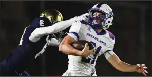  ??  ?? NWA Democrat-Gazette/CHARLIE KAIJO Arkadelphi­a junior quarterbac­k Cannon Turner has passed for 1,255 yards and 12 touchdowns, and rushed for 1,132 yards with 12 scores entering today’s Class 4A final against Joe T. Robinson.