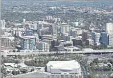  ?? KARL MONDON — STAFF ARCHIVES ?? The SAP Center sits across from downtown San Jose, rising to the east of Highway 87 in this aerial view taken in 2015.