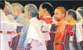  ?? ASHOK DUTTA/HT PHOTO ?? CM Yogi Adityanath during the National Panchayati Raj Day in Lucknow on Monday.