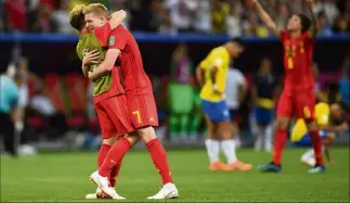  ?? (Photos AFP) ?? Les Belges de Kevin De Bruyne ont disposé du Brésil, hier, en quart de finale (-).