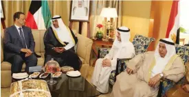  ??  ?? Kuwait’s Acting Prime Minister and Foreign Minister Sheikh Sabah Al-Khaled Al-Hamad AlSabah meets with the UN special envoy for Yemen Ismail Ould Sheikh Ahmad.