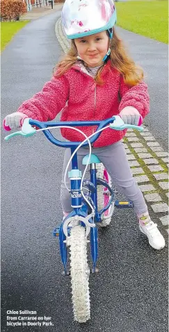  ??  ?? Chloe Sullivan from Carraroe on her bicycle in Doorly Park.