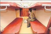  ?? PARDEEP PANDIT/ HT ?? RCF’s principal chief mechanical engineer MP Sinha in a coach of the Buddhist tourist train in Kapurthala.