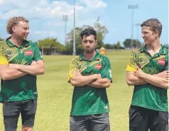  ?? ?? The St Mary’s leadership group for the 2021-2022 NTFL season – Jackson Calder (vice-captain), Nathaniel Paredes (captain) and Kieren Parnell (vice-captain).
Paredes unselfishl­y said other young up-and-coming talents at the Green Machine can also put up their hands to join the leadership group in the coming weeks.
Picture: St Mary’s FC