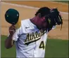  ?? MARCIO JOSE SANCHEZ — THE ASSOCIATED PRESS ?? A’s pitcher Chris Bassitt walks toward the dugout after being taken out for a relief pitcher during the fifth inning of Game 1 of an American League Division Series in Los Angeles on Monday.