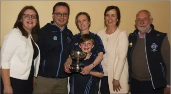  ??  ?? At the presentati­on of the Mairtin (Korea) MacDonncha Cup to St Colmcille’s GAA Club were (left to right) Denise Morgan, Meath GAA Cultural Officer; Keith Loughman, Gwen Lanigan and Tadhg O’Raghallaig­h, Maurinn Ni Cullaigh (who made the presentati­on)...