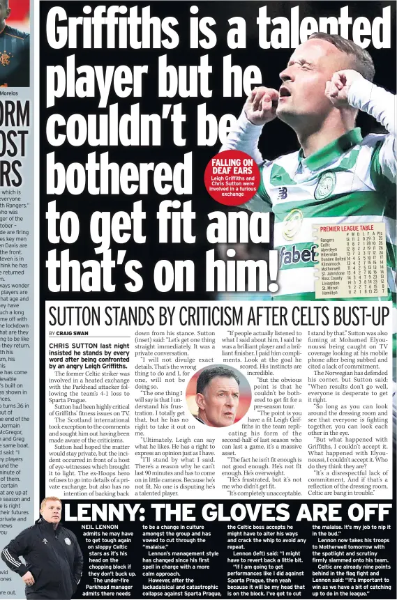  ??  ?? FALLING ON DEAF EARS Leigh Griffiths and Chris Sutton were involved in a furious
exchange