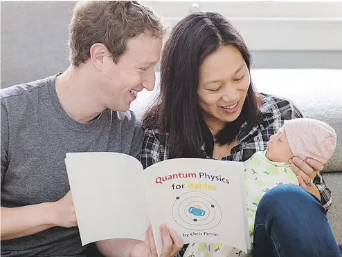  ?? PETER J. THOMPSON / NATIONAL POST ?? Last month, Facebook Inc. chief executive Mark Zuckerberg and his wife, Dr. Priscilla Chan, announced they would donate 99 per cent of their Facebook shares (valued at about US$45 billion) to causes that advance human potential.