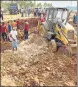  ?? PTI ?? Rescue personnel at the site of the collapse in Maalgaon village of Bastar district.