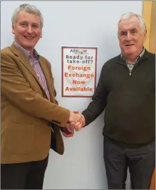  ??  ?? Hugh O’Keeffe, Arklow Credit Union CEO, with Cllr Pat Fitzgerald, a member of Arklow Credit Union.